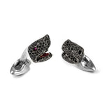 Sterling Silver Black Spinel Shark Head With Ruby Eyes