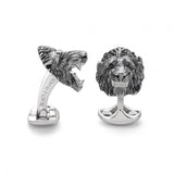 Sterling Silver Oxidised Lion Head Cufflinks