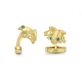 18ct Yellow Gold Tree Frog Cufflinks with Emerald Eyes