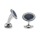 Sterling Silver Navy Blue, Clear & Purple Enamel Cufflinks