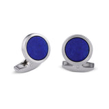 18ct White Gold Cufflinks With Lapis Lazuli Inlay