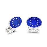 Sterling Silver Enamel European Flag Cufflinks