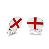 Sterling Silver Enamel English Flag Cufflinks