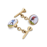 18ct Yellow Gold Hand-Painted Golf Cufflinks