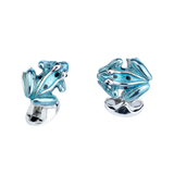 Sterling Silver Sky Blue Enamel Frog Cufflinks