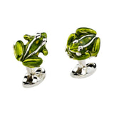 Sterling Silver Green Frog Cufflinks