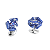 Sterling Silver Purple And Red Enamel Frog Cufflinks