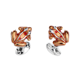 Sterling Silver Orange And Red Enamel Frog Cufflinks