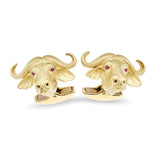 18ct Yellow Gold Buffalo Head Cufflinks With Ruby Eyes