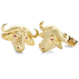 18ct Yellow Gold Buffalo Head Cufflinks With Ruby Eyes