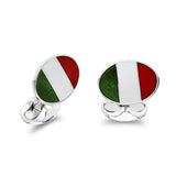 Sterling Silver Enamel Italian Flag Cufflinks