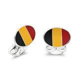 Sterling Silver Enamel Belgian Flag Cufflinks