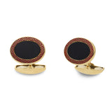 18ct Yellow Gold Onyx Cufflinks With Red Enamel Border