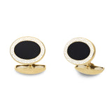 18ct Yellow Gold Onyx Cufflinks With White Enamel Border