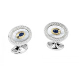 Sterling Silver Wreath Cufflinks with 18ct Gold, Mother-of-Pearl & Sapphire