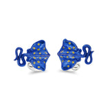 Sterling Silver Blue and Yellow Stingray Cufflinks