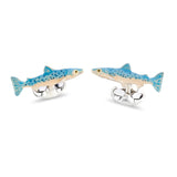 Sterling Silver Swimming Salmon Cufflinks