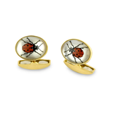 18ct Yellow Gold Hand-Painted Rock Crystal Ladybird Cufflinks