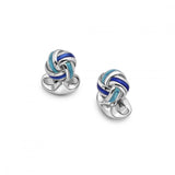 Sterling Silver Blue Enamel Knot Cufflinks