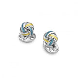 Sterling Silver Blue and Yellow Enamel Knot Cufflinks