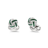 Sterling Silver Green Enamel Knot Cufflinks