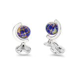 Sterling Silver Lapis Lazuli Bead Globe Cufflinks