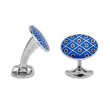 Sterling Silver Royal Blue with Maroon Red Spot Cufflinks