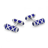 Sterling Silver Blue Cross Hatch Design Cufflinks with Sapphire