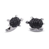 18ct White Gold Onyx Turtle Cufflinks