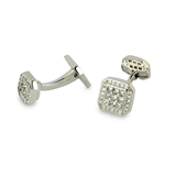 18ct White Gold Square Cufflinks with Diamonds