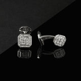 18ct White Gold Square Cufflinks with Diamonds