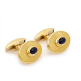 18ct Yellow Gold Oval Cufflinks with Sapphire Centre