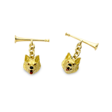 18ct Yellow Gold Fox Head Chain Cufflinks With Hunting Horn