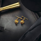 18ct Yellow Gold Fox Head Chain Cufflinks With Hunting Horn