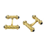 18ct Yellow Gold Fancy Bar Cufflinks with Sapphire Ends