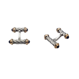 18ct White Gold Dumbbell Cufflinks With Rose Gold And Sapphire Ends