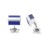 Sterling Silver Pyramid Shape Cufflinks With Lapis Lazuli Inlay