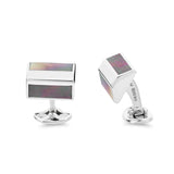 Sterling Silver Pyramid Shape Cufflinks With Grey Mother-of-Pearl Inlay