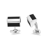 Sterling Silver Pyramid Shape Cufflinks With Onyx Inlay