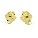 18ct Yellow Gold Pug Cufflinks With Sapphire Eyes