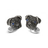 Sterling Silver Black Spinel Pug Cufflinks