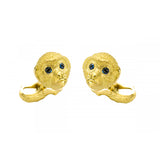 18ct Gold Monkey Cufflinks with Sapphire Eyes