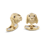 18ct Yellow Gold Spaniel Cufflinks With Sapphire Eyes