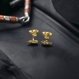 18ct Yellow Gold Jack Russell Cufflinks With Sapphire Eyes