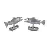 18ct White Gold Moveable Salmon Cufflinks With Diamond Eyes