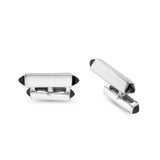 Sterling Silver Plain Bar Cufflinks With Onyx Ends