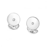 Sterling Silver Round Cufflinks with Diamond Centre