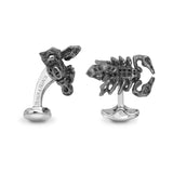 Sterling Silver Black Spinel Scorpion Cufflinks