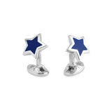 Sterling Silver Blue Enamel Star Cufflinks