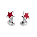 Sterling Silver Red Enamel Star Cufflinks